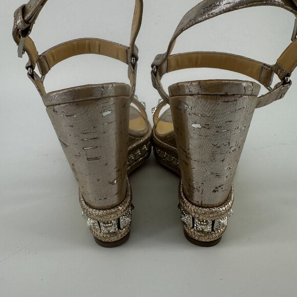 Louboutin Cork Studded Pyradiams 110 Platform Wedge - Size 39 - Picture 6 of 7